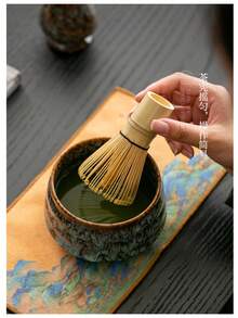 宋代古董抹茶碗套装，包括抹茶筅、日式茶碗、搅拌棒、茶刷和窑烧陶瓷器皿 - 窯變白-2件套 - 查看 8