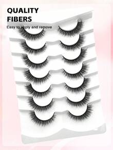 ENCHUW 7 Pairs Wispy Natural Look Eyelash Soft Band Faux Mink Lashes Fluffy Extension Reusable False Eyelashes Makeup - Black - View 5