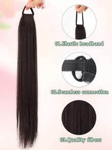 Tóc giả đuôi ngựa bằng sợi tổng hợp, dài 18 inch, kiểu tóc đuôi ngựa thẳng, trông rất tự nhiên và chân thực, có dây buộc co giãn, phù hợp cho phụ nữ sử dụng hàng ngày và chụp ảnh. - Nhiều màu - Xem 2