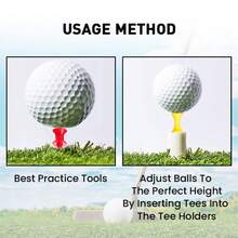 FINGER TEN Kunststoff Golf Castle Tee Pads 50 Stücke, erhältlich in 2 3/4", 2 1/4", 2", 1 3/4", 1 1/2" Längen, mehrfarbiges praktisches Übungsset - Verschiedenfarbig - Übersicht 3