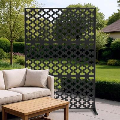 Heavy-Duty Galvanized Steel Privacy Screen – 72" H X 47" W Freestanding Metal Outdoor Fence Panel, Weather-Resistant Decorative Divider & Plant Trellis For Patio, Balcony, Garden, Deck, Indoor/Outdoor