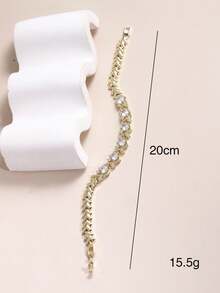 1 chiếc vòng tay thiết kế mới đính đá Zirconia, mạ đồng, kiểu dáng thời trang, dây xích thường, sang trọng, phù hợp cho cả nam và nữ. - Vòng đeo tay - Xem 5