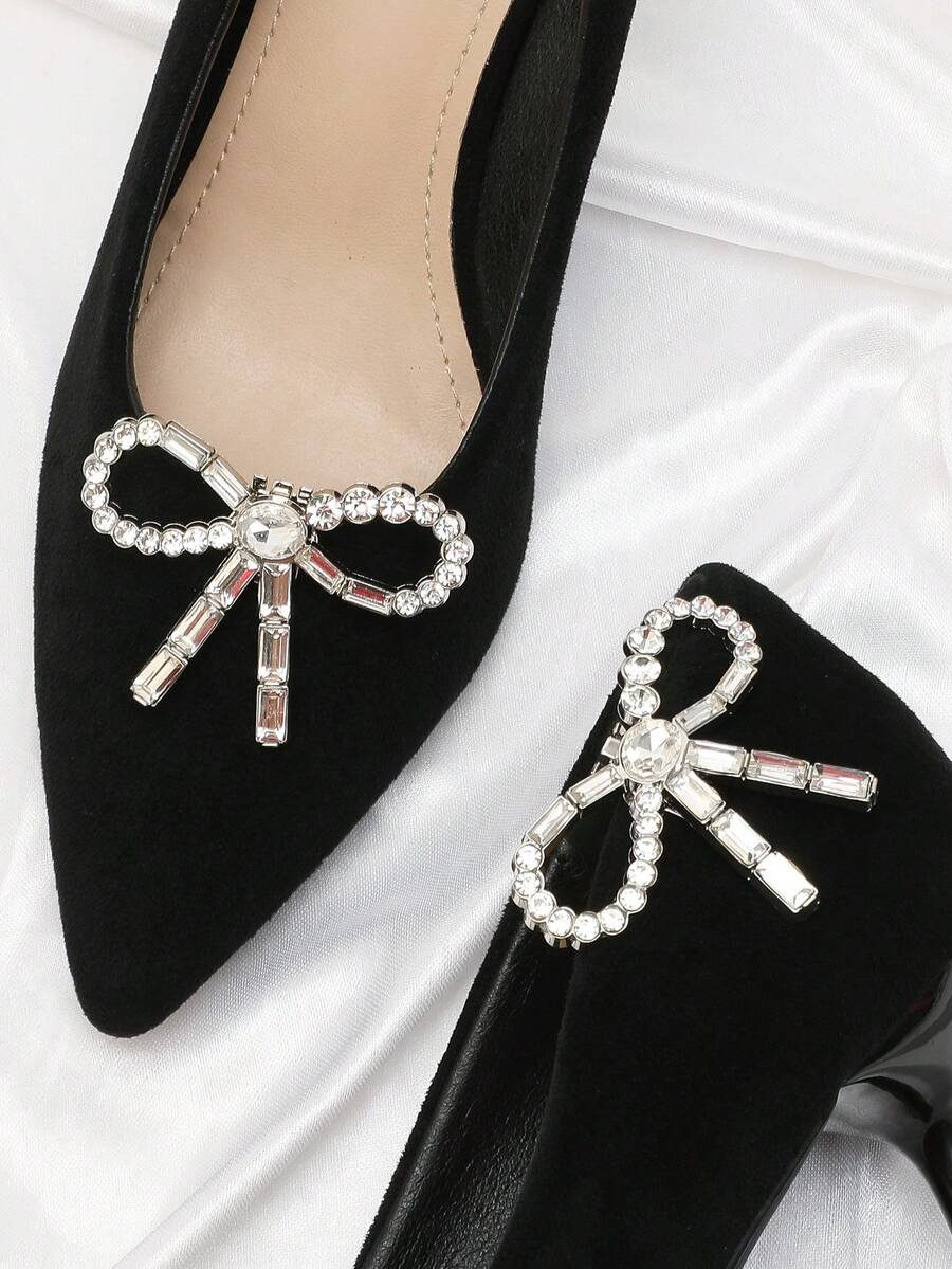 Detachable Metal Rhinestone Shoe Decorations, Shoe Clips Accessories For Sandals, Shoe Embellishments - Silver - View 1