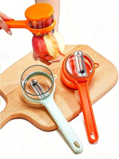 Pelador multifuncional con hoja dentada - Acero inoxidable 304, mango ergonómico y caja de almacenamiento integrada, apto para frutas, verduras, patatas - Herramienta de cocina para cocinar en casa y pelar frutas, diseño elegante, construcción resistente, ideal para entusiastas de la cocina, diseño compacto, hecho de materiales premium, pelador de alimentos multifuncional con caja de almacenamiento integrada, gran regalo para familiares y amigos, ideal para el Día de San Valentín