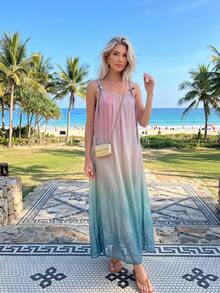 Đầm ombre không tay dáng rộng thoải mái cho nữ, kiểu dáng thanh lịch mùa hè. - Rửa nhẹ - Xem 3