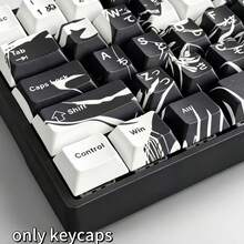 73 teclas Teclas de teclado con diseño de Plutón Segador de la Muerte en blanco y negro, hechas de material PBT, perfil Cherry MX, sublimación por tinte, adecuadas para teclados de 60/65/68 teclas, estilo anime - Ver 5