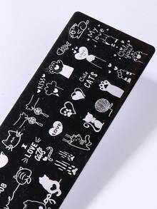 2Pcs Cute Cat Nail Stamping Plates Set, Stainless Steel Nail Art Template With Kitten Paw Fishbone Wool Ball Pattern, Sweet Cat Lover Style Stencil For DIY Manicure, Perfect For All Seasons Nail Designs, Nail Accessories Tools - Silver - View 7