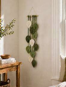 1pc Leaf-Shaped Wall Hanging, Boho Style Room Decor, Handwoven Tassel Tapestry, Rustic Farmhouse Wall Decor, Suitable For Living Room, Bedroom, Entryway And Holiday Home - Multicolor - View 5