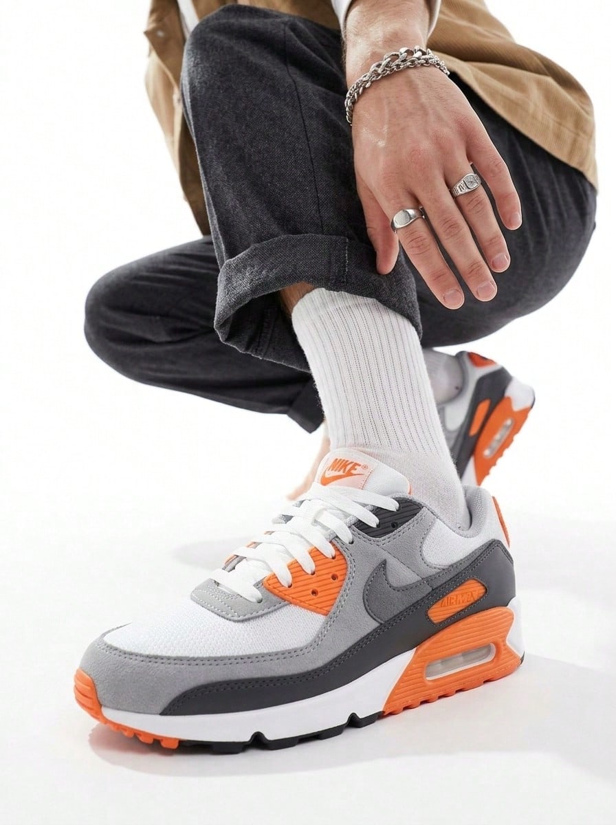 Nike Air Max 90 - SUMMIT WHITE SMOKE GREY ORANGE - View 1
