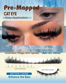 CORUSCATE Lash Clusters Dramatic Cluster Eyelash Extensions Spikes Lashes Cluster With Bottom Lashes Mink Strip Individual Lashes Mega Spikes Full Eyelash Clusters Pre Mapped Cat Eye Lash Extension - MàuB - Xem 3