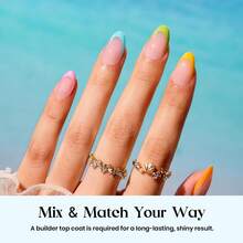 224PCS 7 Colors Beetles Summer Press On Nails, Short Almond Classic French Tip Fake Nails, Rainbow Soft Gel False Nail Tips, DIY Nail Art Manicure Gifts For Women - 7 Colors S Almond-Summer Fruity Tart French - 查看 4
