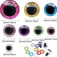 10pcs 16mm-24mm 3D Shiny Plastic Safety Eyes, Suitable For Knitted Dolls, Stuffed Animals, Halloween Decorations And Other DIY Crafts, With Washers - E - View 3