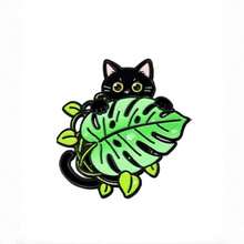 黑猫与花卉珐琅胸针 时尚装饰胸针 衣领徽章 包包胸章 珠宝礼品 - 彩色 - 查看 14