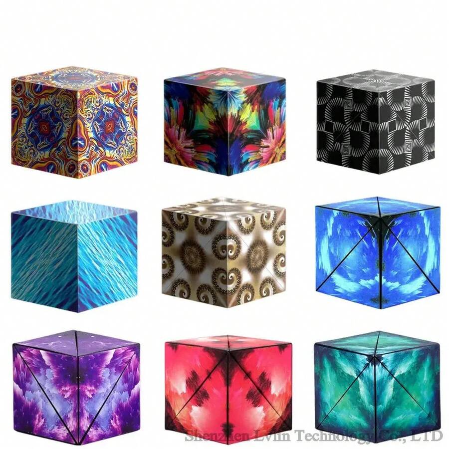 Variable Geometric Shapes, Color-Changing, Magnetic, Magic Cube, Stress-Relieving, Manual Flipping Jigsaw Puzzle Cube - MC-03 - View 1