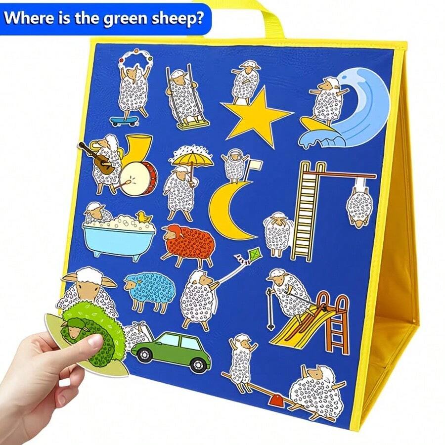hoojojo 22Pcs Where Is The Green Sheep Felt Story Set, Animal Color Story Board Flannel Board Props, Interactive Role Play Game, Color Recognition Cognitive Learning Supplies Stationery Back To School Activity
