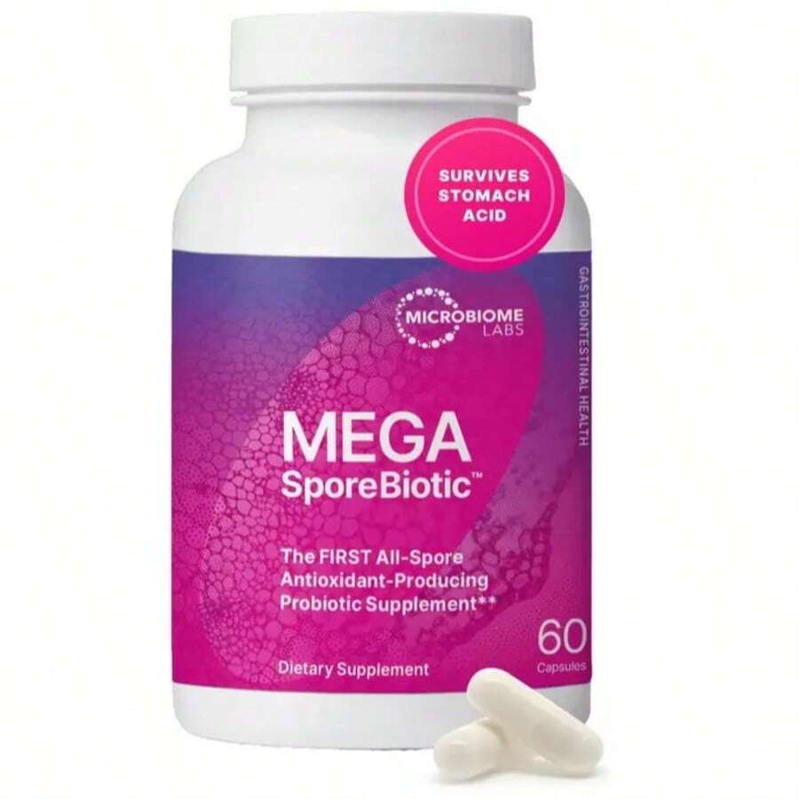 Micro*Biome Labs MegaSporeBiotic Probiotics For Women & Men - Spore-Based Probiotic For Gut Health & Digestive Support - Shelf-Stable, Travel-Friendly, Mens & Womens Probiotics (60 Capsules) - 60 Capsule - View 1