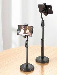 Desktop Phone Holder, 360° Rotatable & Retractable Lazy Phone Stand, Adjustable Live Streaming Bracket For IPhone, Compatible With Samsung, Compatible With Xiaomi All Smartphones - Black - View 1