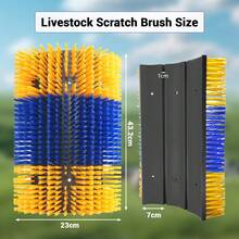 BouPower 2PCS Heavy-Duty Livestock Grooming Brushes, Flexible Animal Back Scratcher For Cows, Horses, Goats - Includes Mounting Hardware - Yellow(2-pack) - View 3