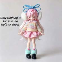 1件時尚服裝套裝，適用於8cm或12cm BJD娃娃，精緻風格，美麗可愛獨特，適合您心愛的BJD娃娃穿著與換裝，生日、新年、聖誕禮物（僅含服裝，不含娃娃，不含鞋子，請參閱備註） - 彩色 - 查看 10