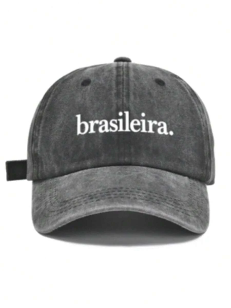 1pc Women's Vintage Washed Baseball Cap - "Brasileira". Minimalist Identity Printed Pattern, Retro Color Options, Soft Fabric Dad Hat, Brazilian Pride Gift,Summer,Gorras Para Mujer,Beach Hat,Hats For Women,Trucker Hats For Women,Gorras Para Hombre,Gorra,Hats For Men,Trucker Hat,Cap For Women