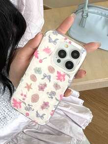 1 Pc, Ins Korean Small And Pure And Freshflowers Shell Mobile Phone Protection Shelliphone17 / Iphone17promax/Iphone16Promax/Iphone15pro/Iphone14 Iphone13/12/11fit As A Family/Friend/Sister/Girlfriend's Valentine'sday Gift/Birthday Gift/Mother's Day Gift. - Pink - View 6