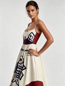 2026 Spring New Women's Clothing, Cross-Border European And American Dress, Sexy Waist-Cinching Pleated Solid Color Large Hem Strap Dress - 彩色 - 查看 5