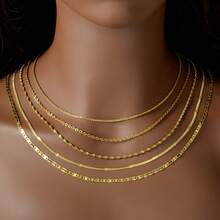 Minimalist 18K Gold Layered Chain Necklace, Unisex Versatile Fashion Accessory - Gold 2 - View 2