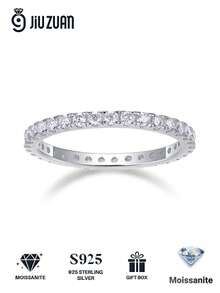 925er Sterling Silber Moissanit Ring, hypoallergen, Verlobungs-/Eheringr, minimalistisches einzigartiges Design, vielseitig für den täglichen Gebrauch, Hochzeits-/Jahrestags-/Geburtstagsgeschenk, kommt mit Geschenkbox und Zertifikat - Silber - Übersicht 2