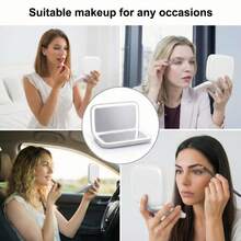 LED Makeup Mirror, Portable Travel Makeup Mirror With Light And 2x Magnification, Lighted Compact Mirror, Adjustable Light Magnifying Folding Mirror, USB Rechargeable, 400mAh, 3 Light Modes - White, Natural And Warm, Touch Screen Brightness Adjustment, Multi-Functional Desktop Makeup Mirror, Suitable For Student Dorm, Travel, Makeup, Office, Bedroom, Perfect Gift For Women - Multicolor - View 7