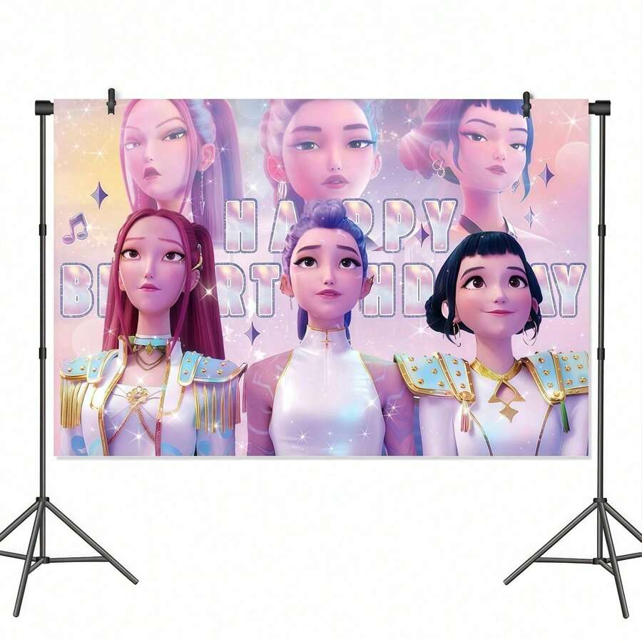 1件 K-Pop 魔女狩獵團 & 惡魔狩獵小隊主題派對用品與生日背景裝飾。[盲盒背景布] 適合粉絲聚會、生日派對和節慶。款式與套裝隨機發貨。 - 彩色 - 查看 1