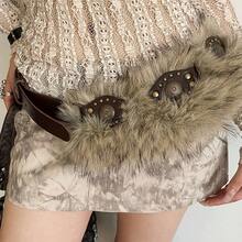 1pc Coffee Color BOHO Waist Belt, Fuzzy Decor Retro Women's Belt, Rivet Waist Belt, Suitable For Shirts, Shorts, Dresses, T-Shirts, Pants, Suitable For Daily Life, Parties, Music Festivals, Campus, Mother's Day - Coffee - View 4