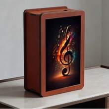 1pc Decorative Handmade Wooden Piggy Bank, Reusable Vintage Wooden Coin Box, 2D Rectangular Coin Box With Jesus Prayer Pattern, For Home, Office, Home Decor, Decorative Storage, Art Design, Coin Penny Bank, Wooden Craft, Suitable For Birthday, Graduation, Thanksgiving Multipurpose Home Decor - Multicolor - View 4