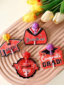 Graduation Lollipop Decoration Cards, Multiple Styles Of Graduation Cap Design, Available In Red/Black/Purple. Graduation Party Candy Insert Cards, Graduation Candy Packaging Accessories, Suitable For Graduation Celebration Events, Easily Set The Holiday Atmosphere, Add A Sense Of Ceremony To Candies, Popular Items For Graduation Party Decorations. - Multicolor - View 6