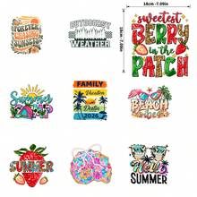 9PC DIY iron on transfers for tshirts,  Outdoorsy Weather Summer Camp Family Vacation Beach Vibes Hello Summer Sweetest Berry In The Patch Summer Strawberry Pattern Print , Easy Heat Transfer for Clothing, T-Shirts, Jeans, Backpacks, Hats & Pillows,  Washable Stickers Perfect for Casual Style, Ideal Gift for Women and Men. - Zufälliger Stil - Übersicht 3