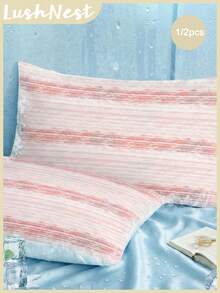 1/2pcs Fringe-Dyed Texture Pattern Digital Printed Pattern Cooling Textured Pillowcase Set - Includes 1 Or 2 Pillowcases (No Insert), Reversible, Cute Fresh Cottage Style, Lightweight & Breathable, Machine Washable,CoolingPillowcase ,CottageStyle ,BreathableBedding - Multicolor - View 1