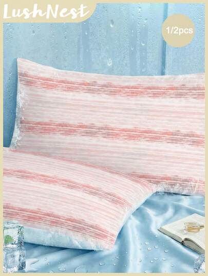 1/2pcs Fringe-Dyed Texture Pattern Digital Printed Pattern Cooling Textured Pillowcase Set - Includes 1 Or 2 Pillowcases (No Insert), Reversible, Cute Fresh Cottage Style, Lightweight & Breathable, Machine Washable,CoolingPillowcase ,CottageStyle ,BreathableBedding
