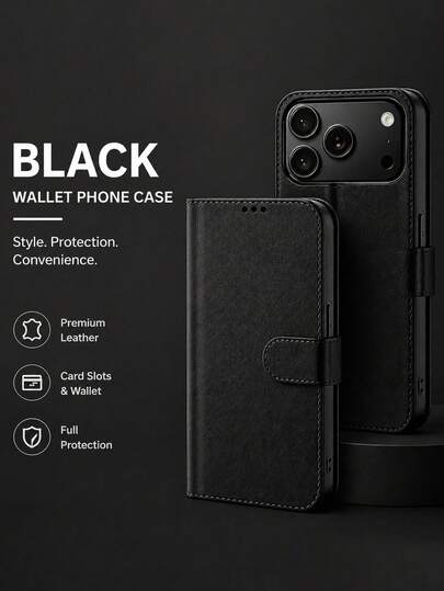 VRNOEI Luxury Leatherette Card Wallet Case For IPhone 15 13 12 16 14 17 Pro Max 15 14 16 Plus Cases Magnetic Closure Card Holder Wallet Bag Cover Phone Accessories