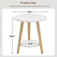 Modern Minimalist Double-Layer Coffee Table, Living Room Side Table, Multi-Function Open Storage Rack, Bedside Table, Sofa Table With Solid Wood Legs, Easy Assembly - White - View 3
