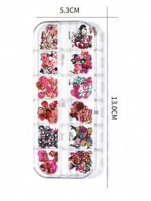 About 300pcs/Box Floral Nail Stickers Set, Flower Nail Decor, DIY Letter Resin Mold Silicone Mold Filler, Jewelry Making Supplies - DIY Filling - View 4