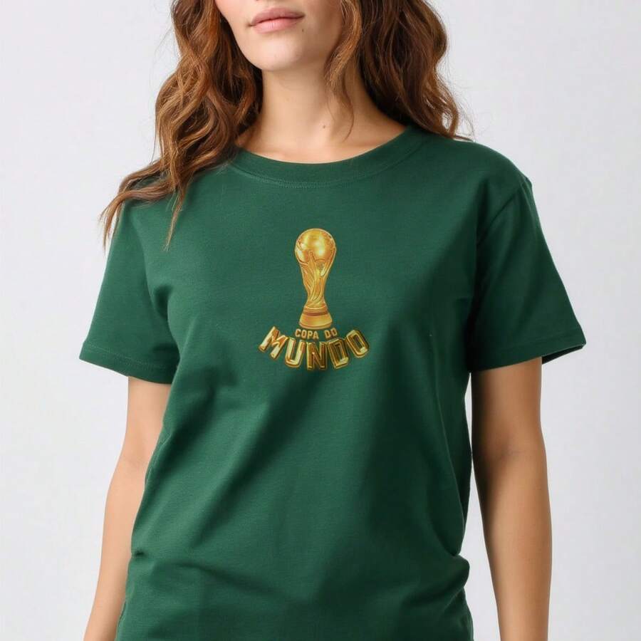 Camiseta Estampa Troféu Taça Dourado Unissex Casual Confortável Moda Urbana Estilo Futebol Ideal Para Torcedores Jogos Eventos Esportivos Tecido Leve Respirável Ajuste Perfeito Camisa HEXA 100% Algodão Visual Moderno Versátil Alta Qualidade Uso Diário - Verde - Visão 1