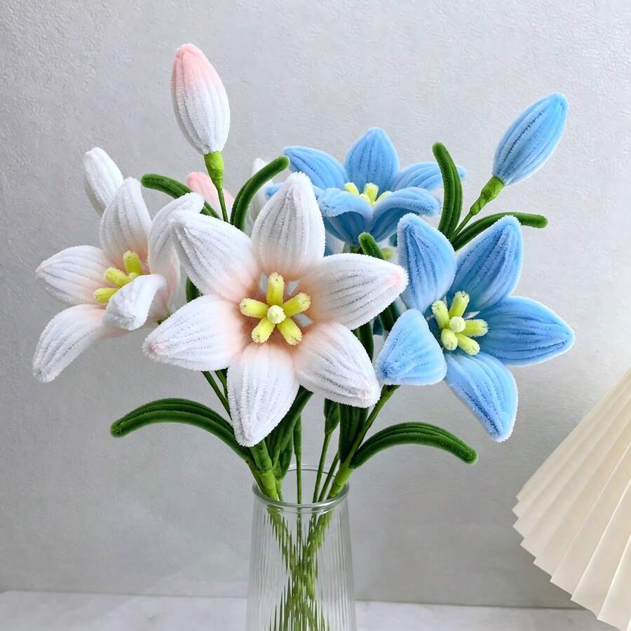 2/4/6/8支人造百合花，仿真百合花束，适用于家居插花、香氛花束、花店用品、INS风格装饰、自然花束、家居装饰、桌面装饰、婚礼中心摆件、春夏派对及节日装饰（母亲节、复活节、感恩节） - 彩色 - 查看 1