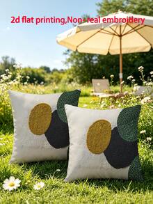 1pc 2D Wabi-Sabi Style Embroidery Texture Print Throw Pillow Cover, Contrast Color Geometric Design Sofa Cushion Cover, Nordic Ins Style Home Decor Pillow Sham (No Pillow Insert) (Multiple Sizes) (No Embroidery) (Single-Sided Print) - Multicolor - View 8
