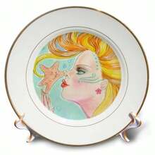 3dRose CP_78675_1 - Plato de Porcelana diseño de Sirena Color Rosa Pastel - Multicolor - Ver 7