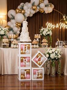 5pcs Compatible Wedding Balloon Box, Transparent Mailbox-Style Name Balloon Box, Suitable For Bride Letters - Clear Decorations With Bride Spellings, PVC/Paper Backdrop For Wedding Shower Party Decor, For Bride Centerpieces & Balloon Displays - Balloon Box - View 3
