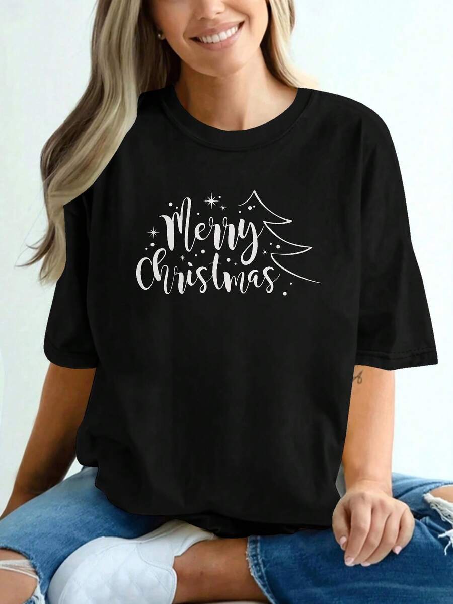 Camiseta de manga corta con patrón impreso, suave y cómodo, versátil y hecho de puro, adecuado para el uso casual de las mujeres, desplazamientos diarios, al aire libre, relajado y cómodo S Outfit, camiseta pura de primavera y verano de las mujeres