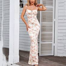 Sexy Fitted Long Sleeveless Dress With Open Back Design - Burnt Orange - View 6