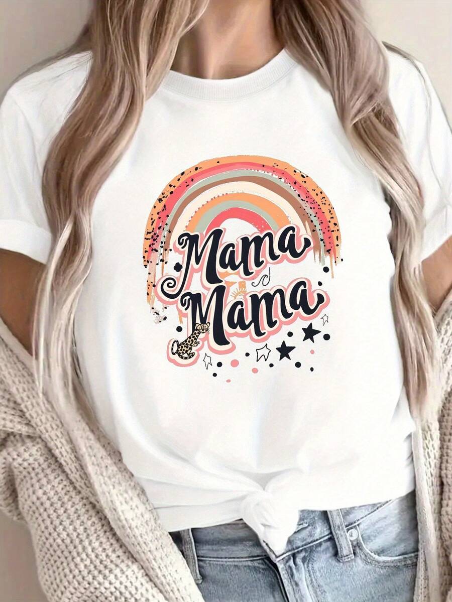 Camiseta pura Mama Leopard G500L para mujeres - Top casual de cuello redondo de ajuste confortable con impresión de leopardo icónico, traje casual suave y transpirable adecuado para las estaciones (impresión de leopardo)
