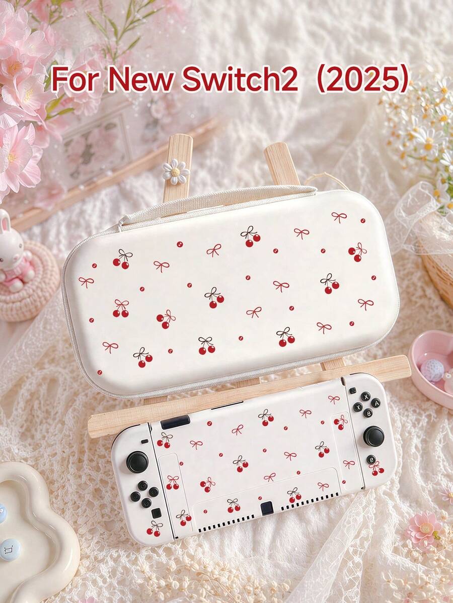 1个樱花蝴蝶结设计Switch保护壳，适用于Switch OLED/Switch NS，Switch主机保护套，电池延长版游戏机配件，送给Switch玩家的最佳礼物 - 彩色 - 查看 1