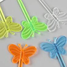 25pcs -Disposable Plastic Colored Fruit Fork, Butterfly Fruit Pick, Toothpick, Fruit Fork - View 7