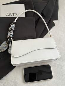 Fashionable Solid Color Asymmetrical Flap Vintage Minimalist Elegant Shoulder Bag - Beige - View 4